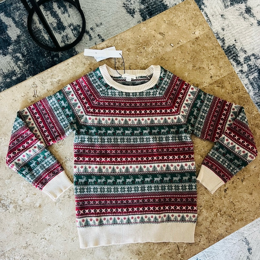 NWT Scene&Heard Fair Isle Festive Christmas 100% Cotton Knit Sweater Size 10-12 - Picture 5 of 9